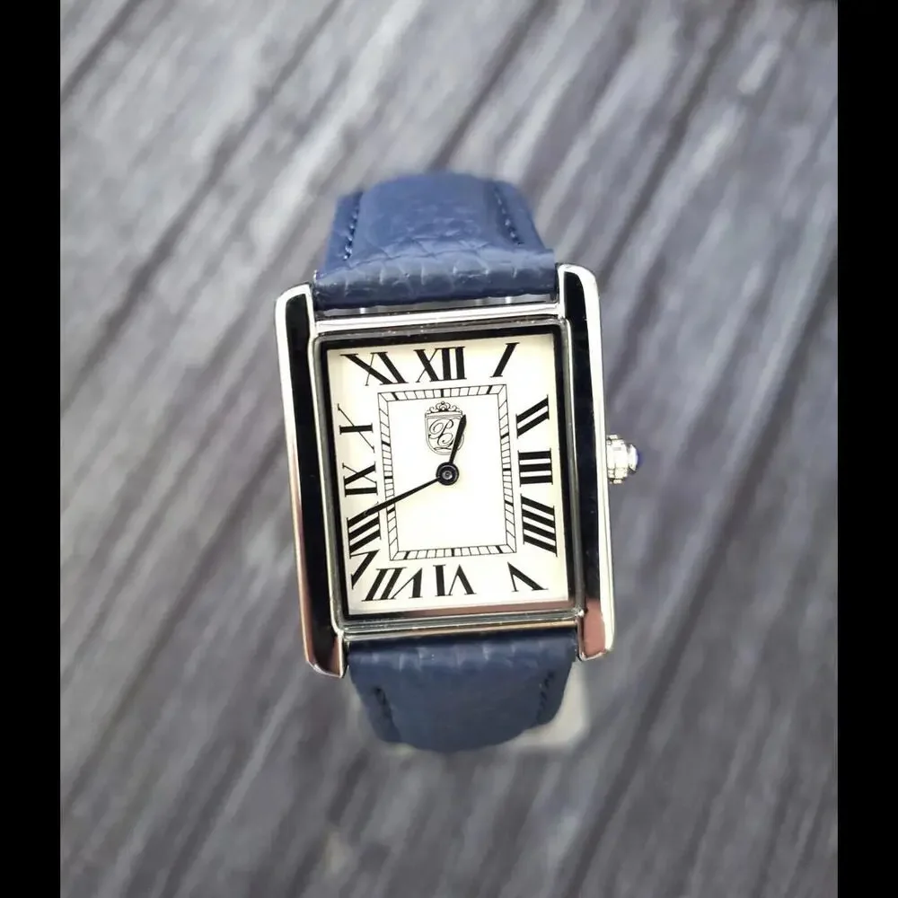Pierre Lucerne 1888 Swiss Inspired Tank Watch Blue‎ Band